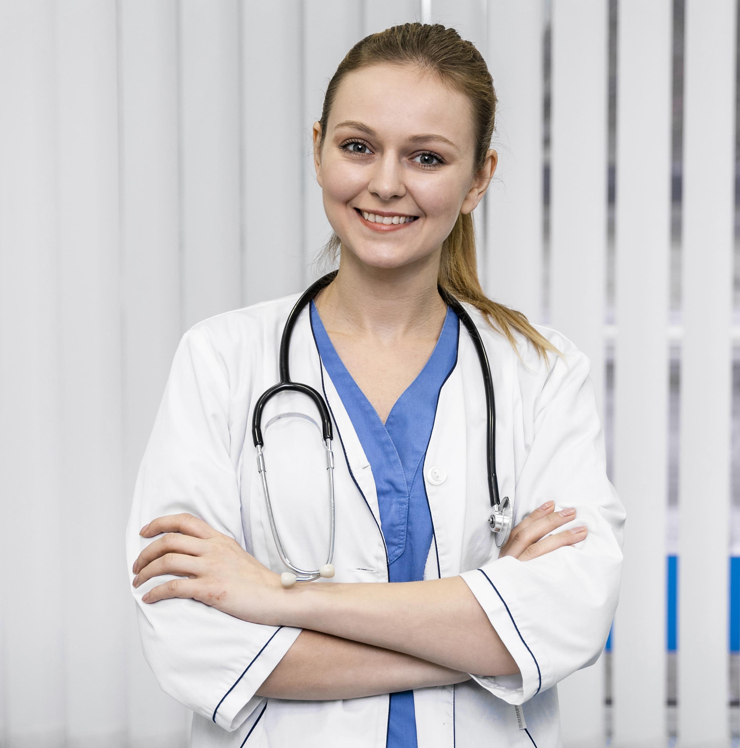 Healthcare professional smiling